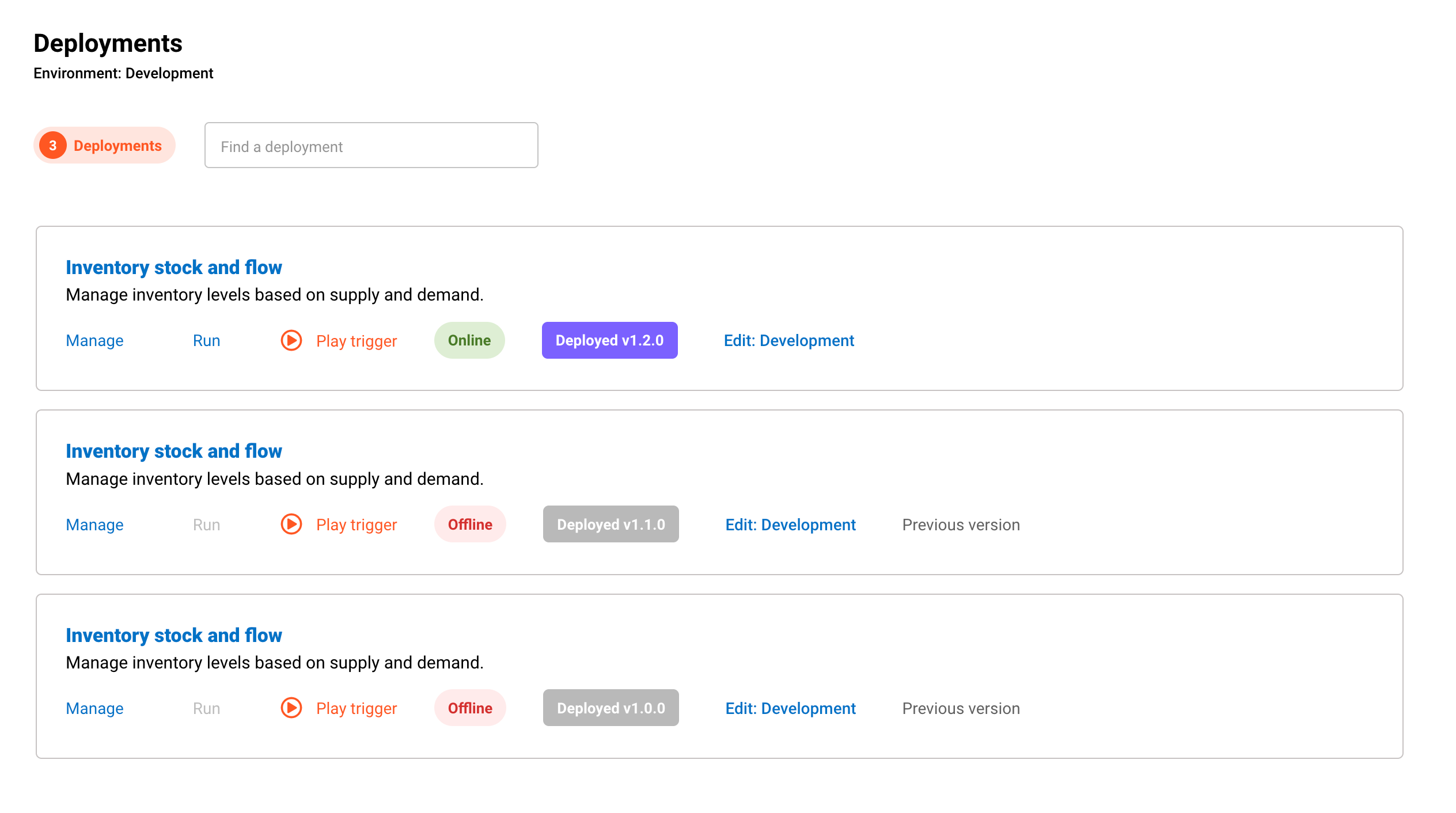 Deployments UI