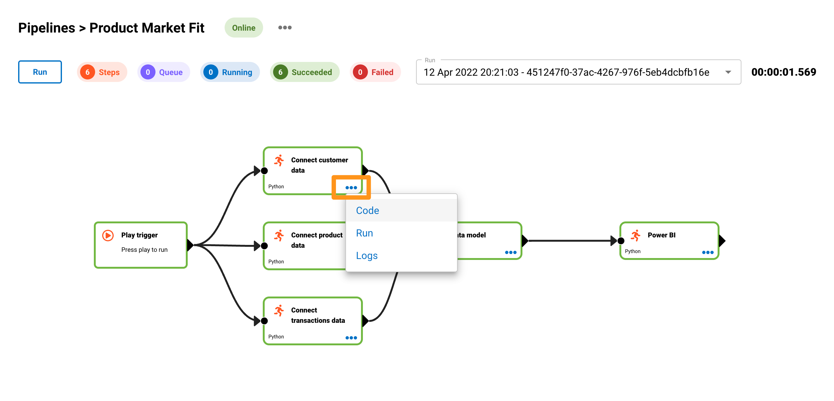 Edit python code in your data pipeline